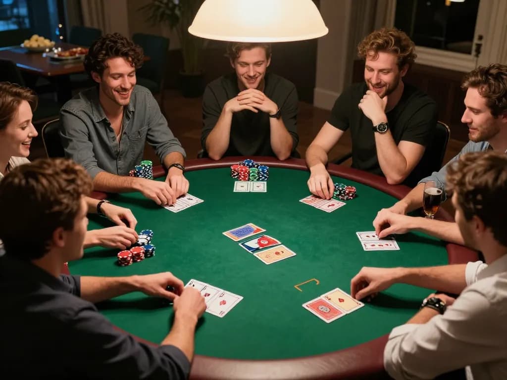 Engaged players enjoying a home poker game while using uu88 bet strategies for winning.