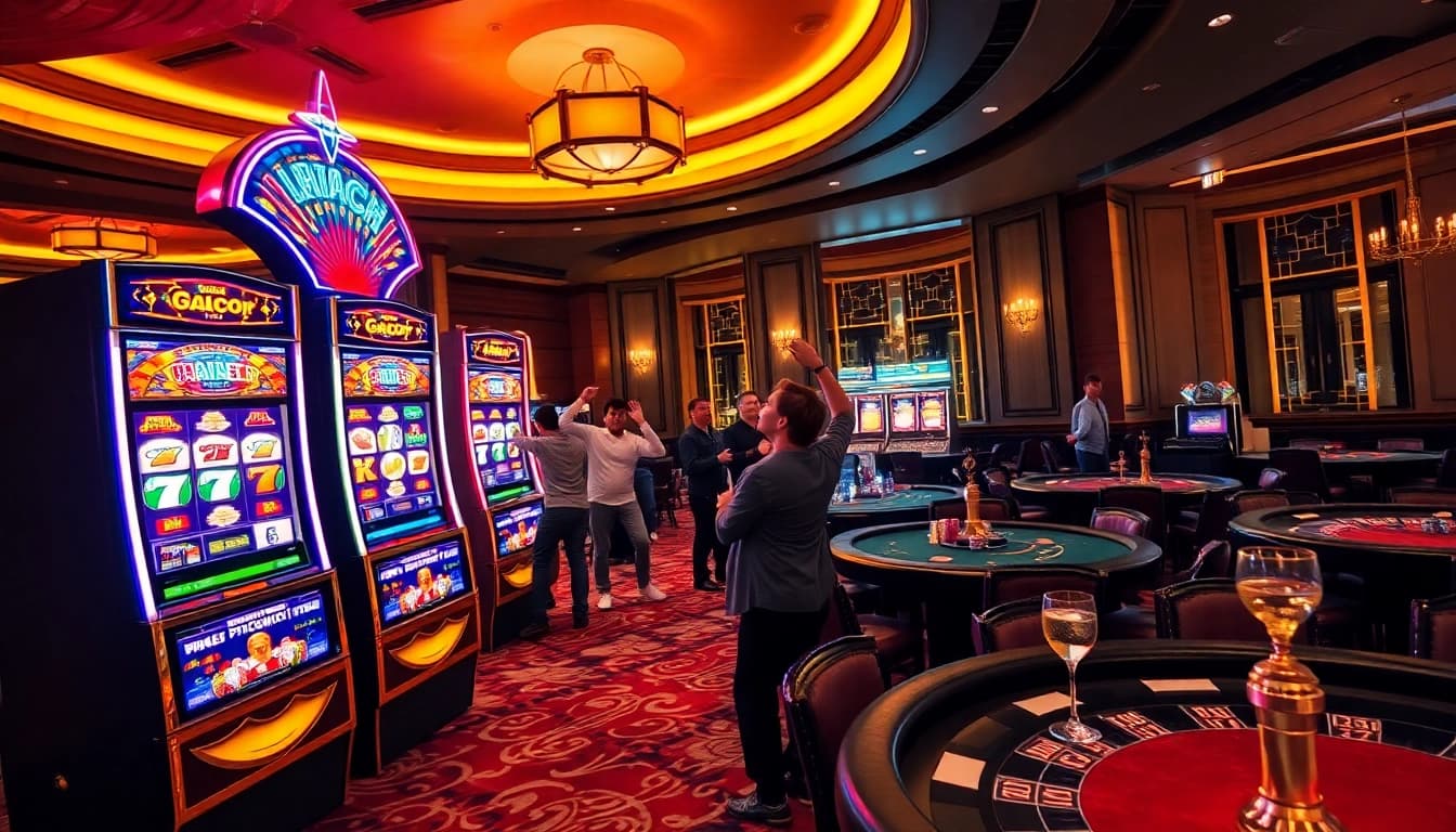 Players enjoying a thrilling slot gacor experience in a luxurious casino setting.