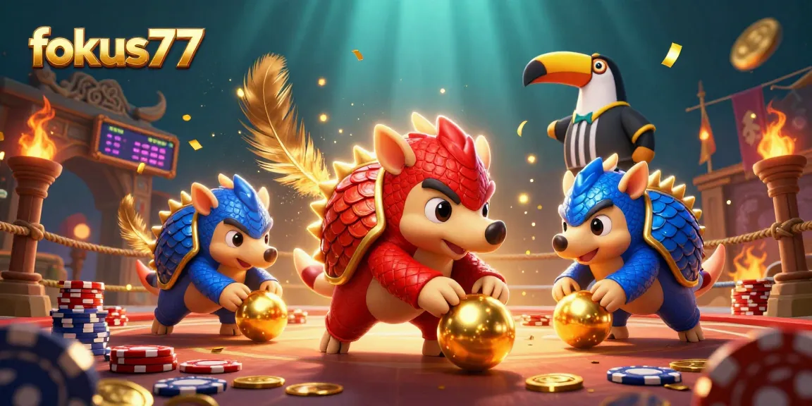 Experience thrilling action with fokus777 as pangolins roll golden balls through poker chips