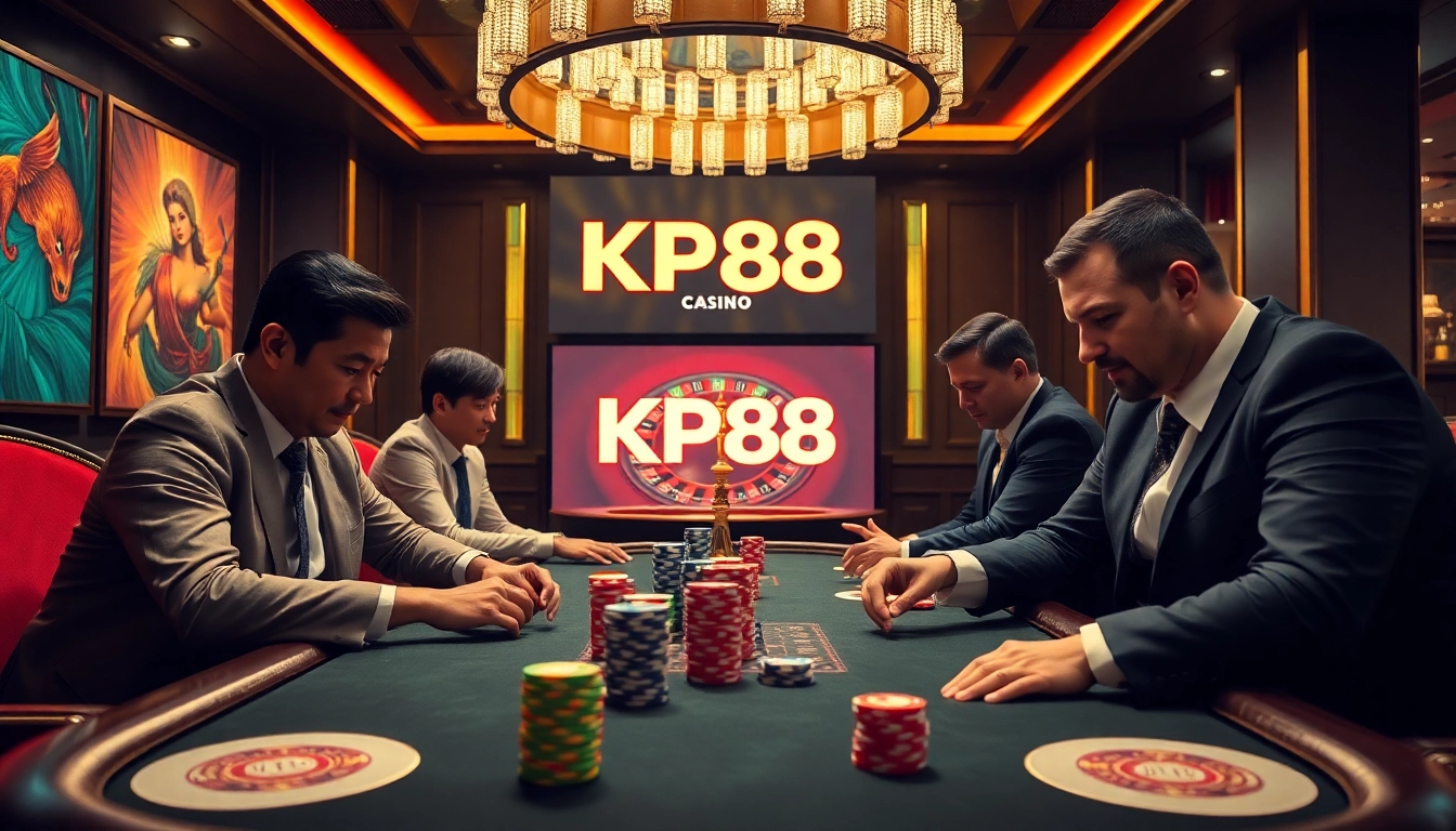 Engaged players in a high-stakes poker game showcasing KP88 excitement.