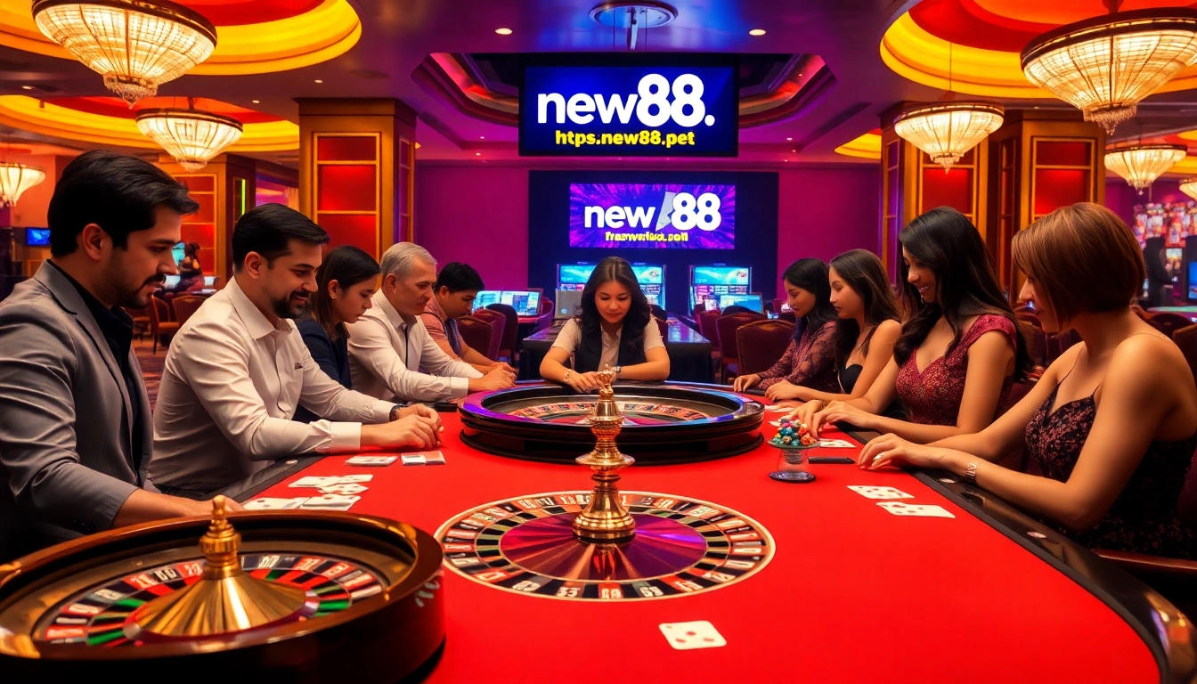 Experience thrilling games and promotions at https://new88.pet/ in this luxurious casino scene.