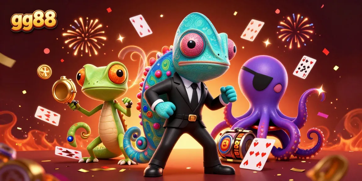 Experience thrilling moments with gg88 as a secret agent chameleon and friends explore a lavish casino scene.