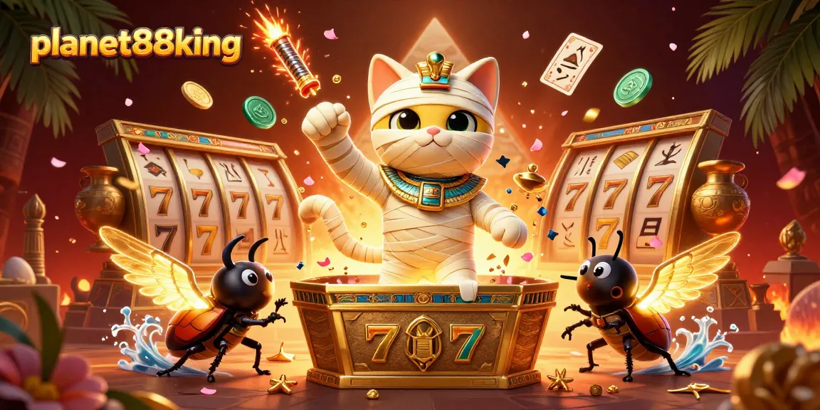 Join the excitement at planet88king with vibrant slots and festive gambling elements in a thrilling casino scene.