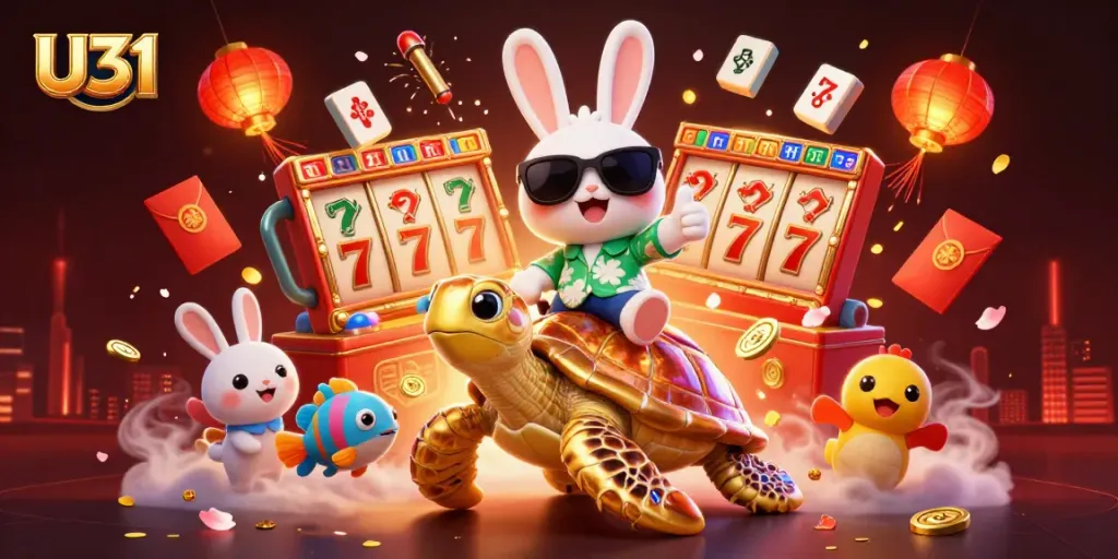 Spin the reels with U31 for thrilling jackpots and fun alongside vibrant casino elements.