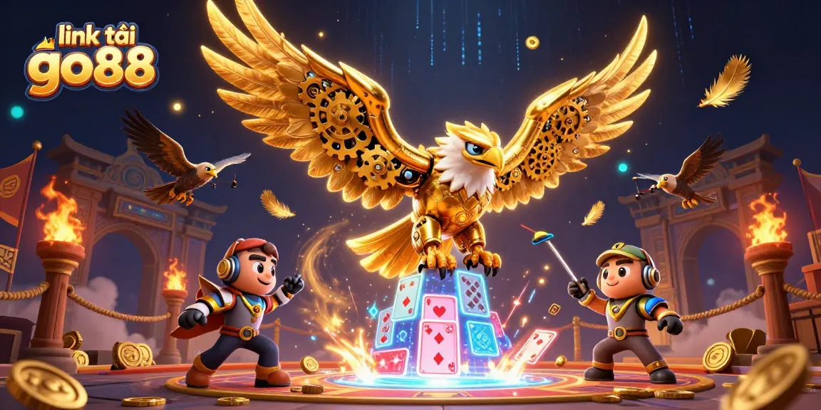 Download link tải go88 with thrilling animations featuring a golden eagle and vibrant casino visuals.