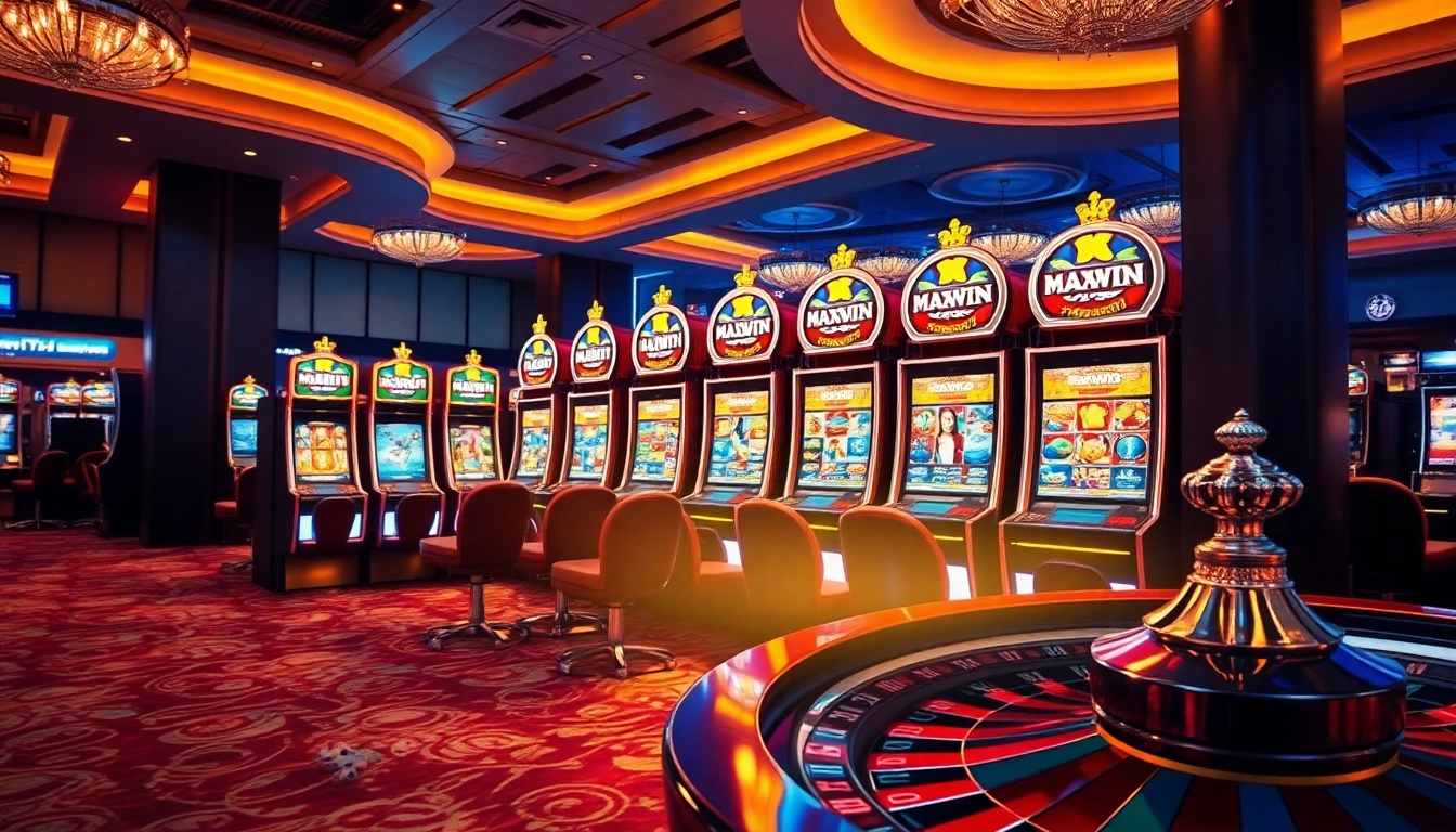 Experience the excitement of Slot Maxwin at luxurious gaming machines with vibrant lights and stylish decor.