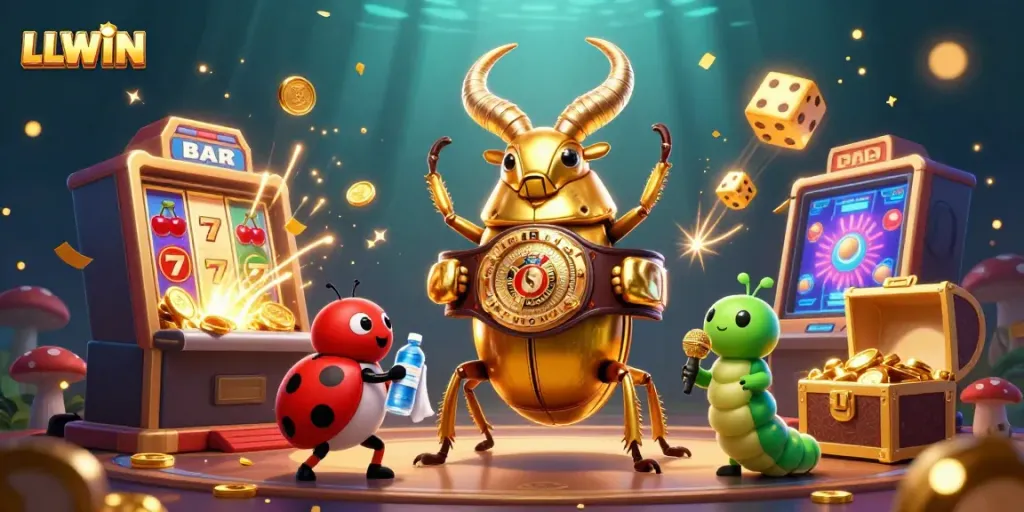 Experience LLWIN's vibrant casino world with detailed characters and exciting gaming elements.