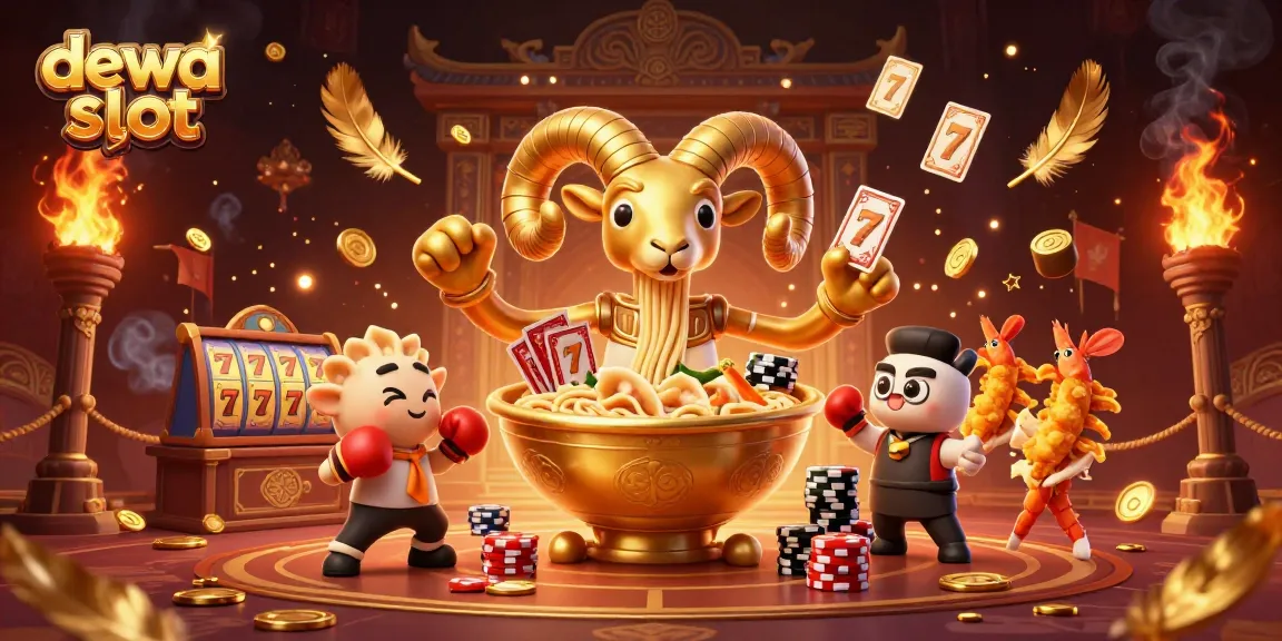 Engage with dewa slot's thrilling dynamics in a vibrant 3D casino scene filled with activity.
