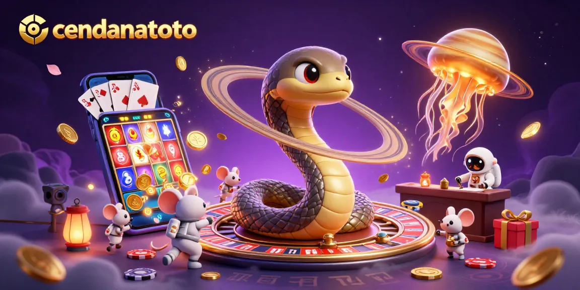 Engage in gameplay with cendanatoto's vibrant cosmic casino scene filled with excitement.