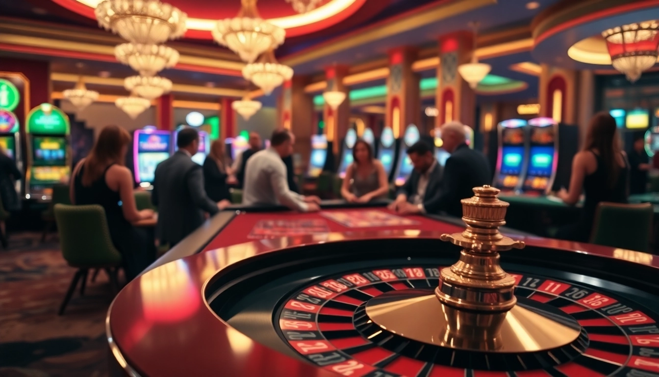 Spieler genießen aufregende casino-spiele de in einem lebhaften Casino-Umfeld.