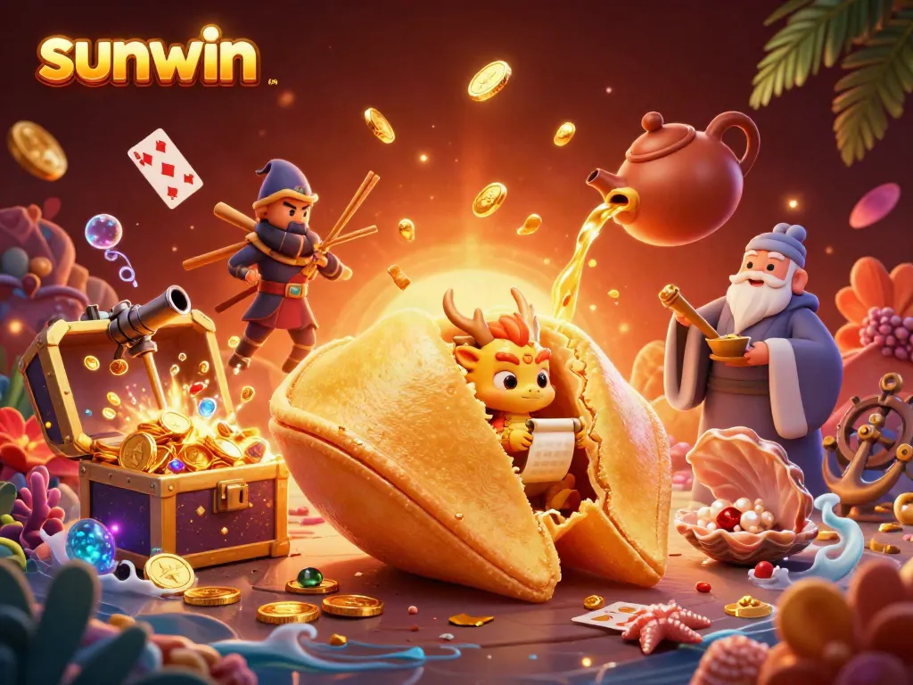Experience thrilling wins at Sunwin with a dynamic casino scene featuring golden dragons and treasure