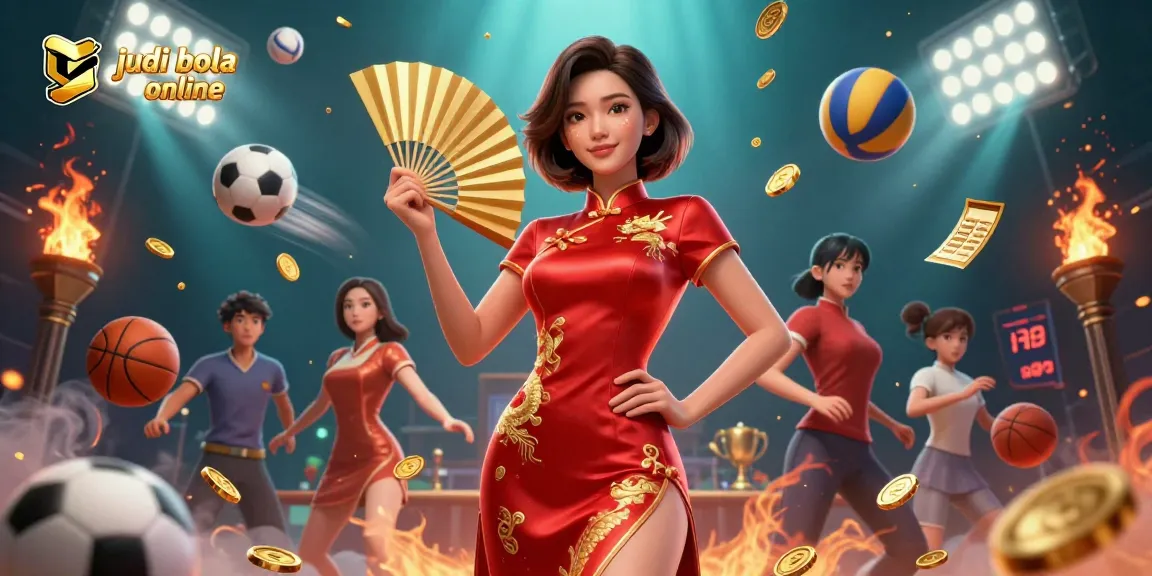 Engage in judi bola online while enjoying this vibrant sports betting illustration featuring dynamic game elements.