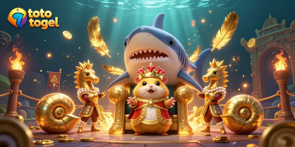 Engage in toto togel excitement with a golden hamster king and dynamic underwater scene
