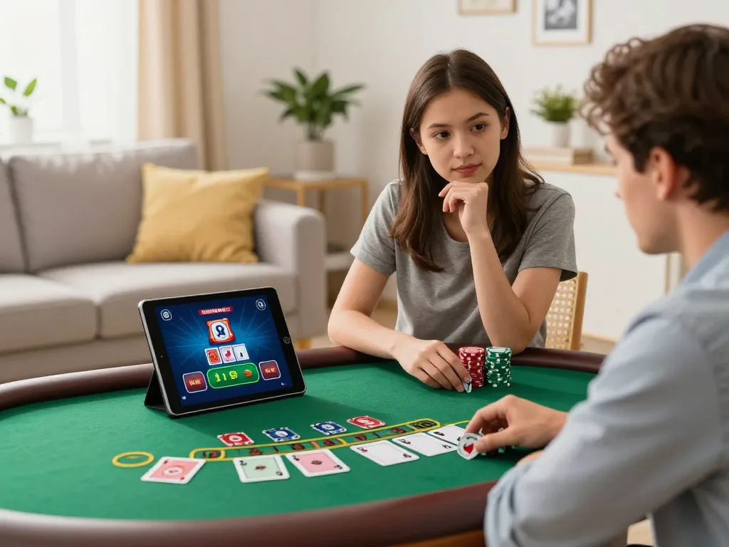 The dynamic blackjack gameplay on 789win pro, showcasing a strategic player decision-making moment at home.