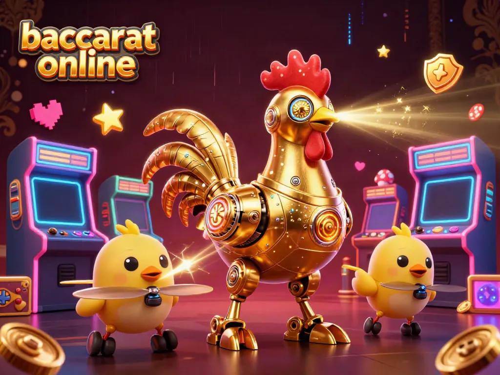 Engage with baccarat online and enjoy a vibrant 3D casino illustration featuring playful characters.