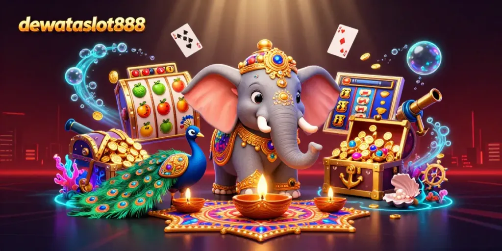 Mainkan permainan slot di dewataslot888 dengan pengalaman yang menarik dan visual yang kaya, dikelilingi oleh elemen kasino yang dinamis.