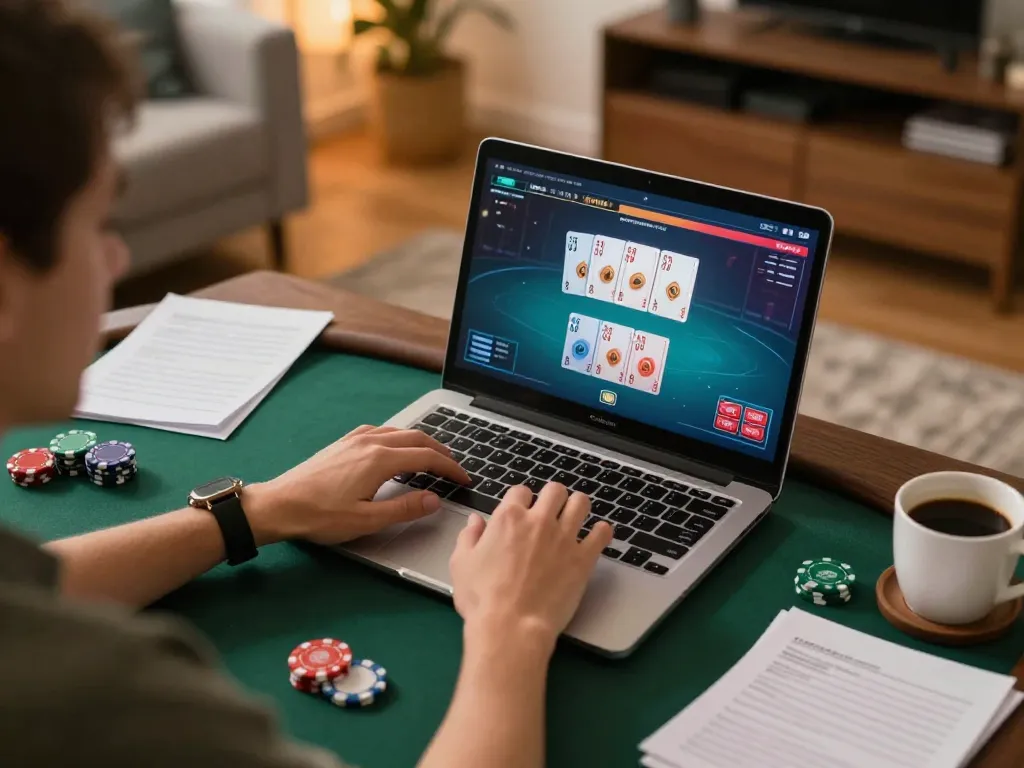 Revjeffhood playing poker online, showcasing strategic gameplay and engaging atmosphere in comfort.