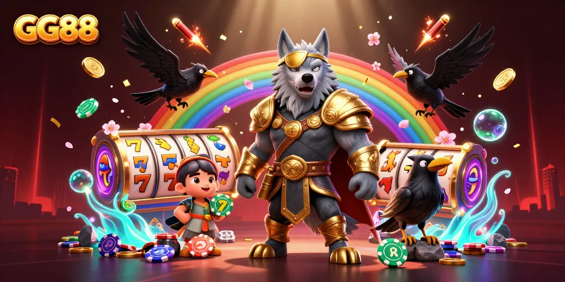 Experience thrilling slots and lively gaming at GG88 with vibrant characters and casino elements.