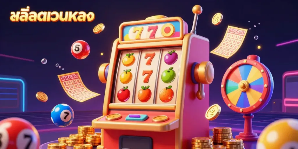 สร้างบรรยากาศสล็อตเว็บตรงที่มีเกมสล็อตและลูกบอลล็อตเตอรี่หลากสี