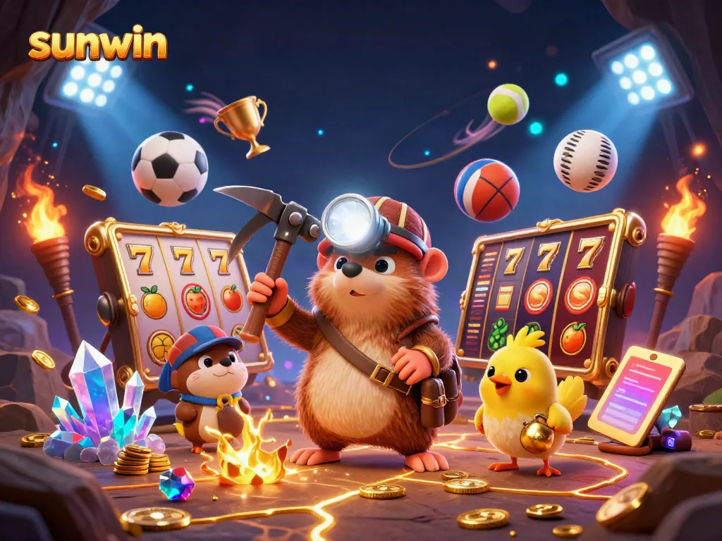 Experience thrilling wins at Sunwin with an adventure scene featuring a treasure-hunting mole.