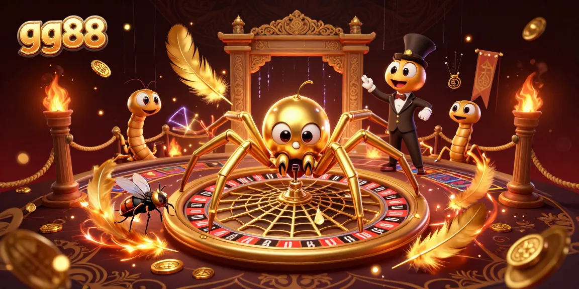 Engage in thrilling gameplay at gg88 with a colorful 3D casino scene featuring a roulette wheel and lucky tokens.