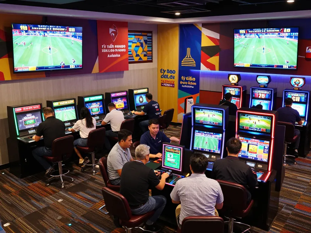 Excited bettors engaged in placing wagers on tỷ lệ kèo nhà cái hôm nay in a lively sports betting area