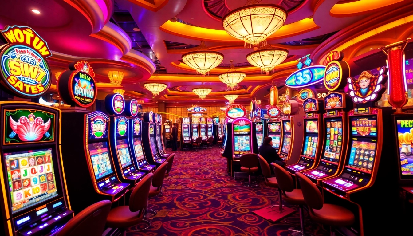Experience the thrill of winning at situs gacor with colorful slot machines and excited players.