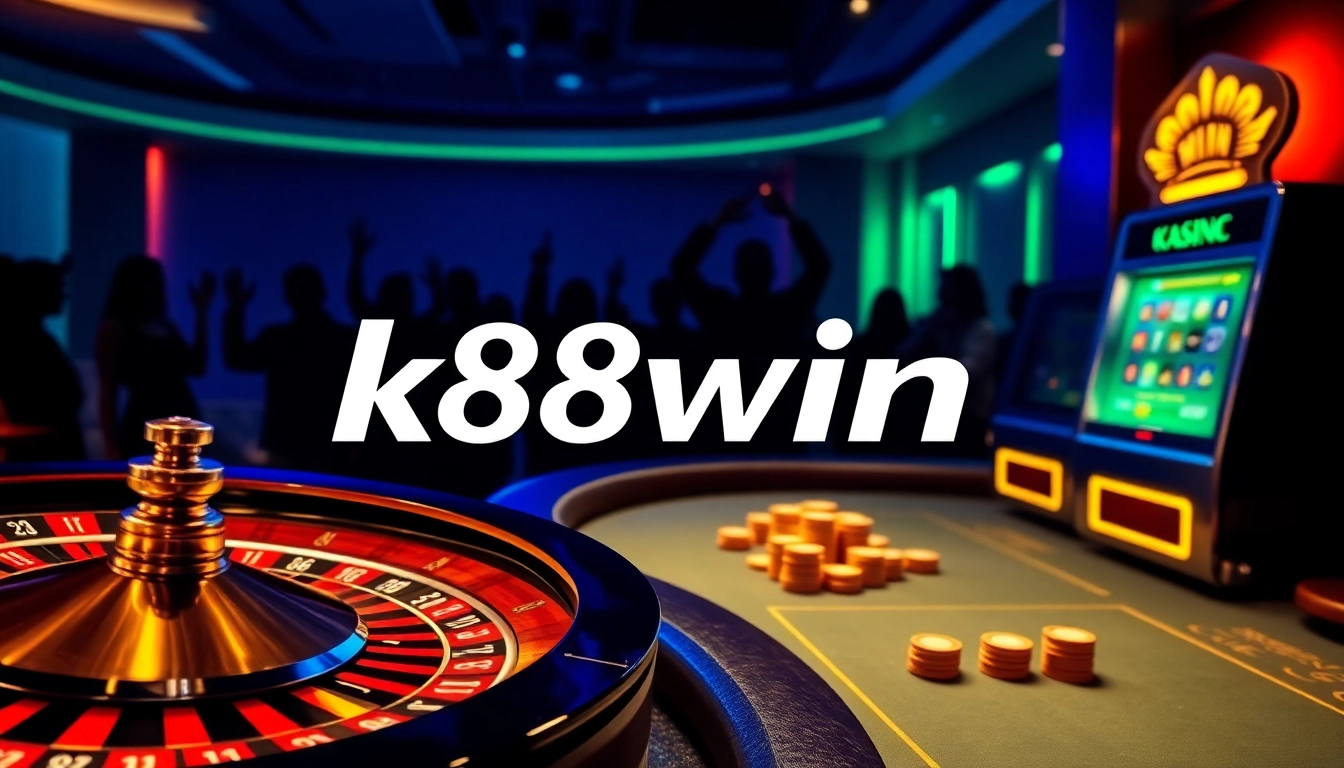 Experience the excitement of k88win at a high-stakes casino table with vibrant lights
