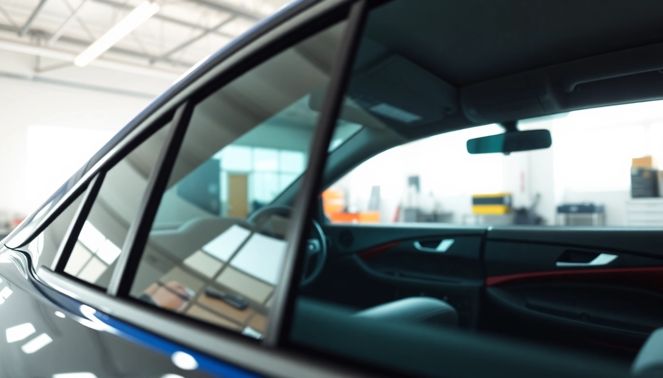 View of best window tint Chattanooga TN applied on a sleek car in a modern garage.