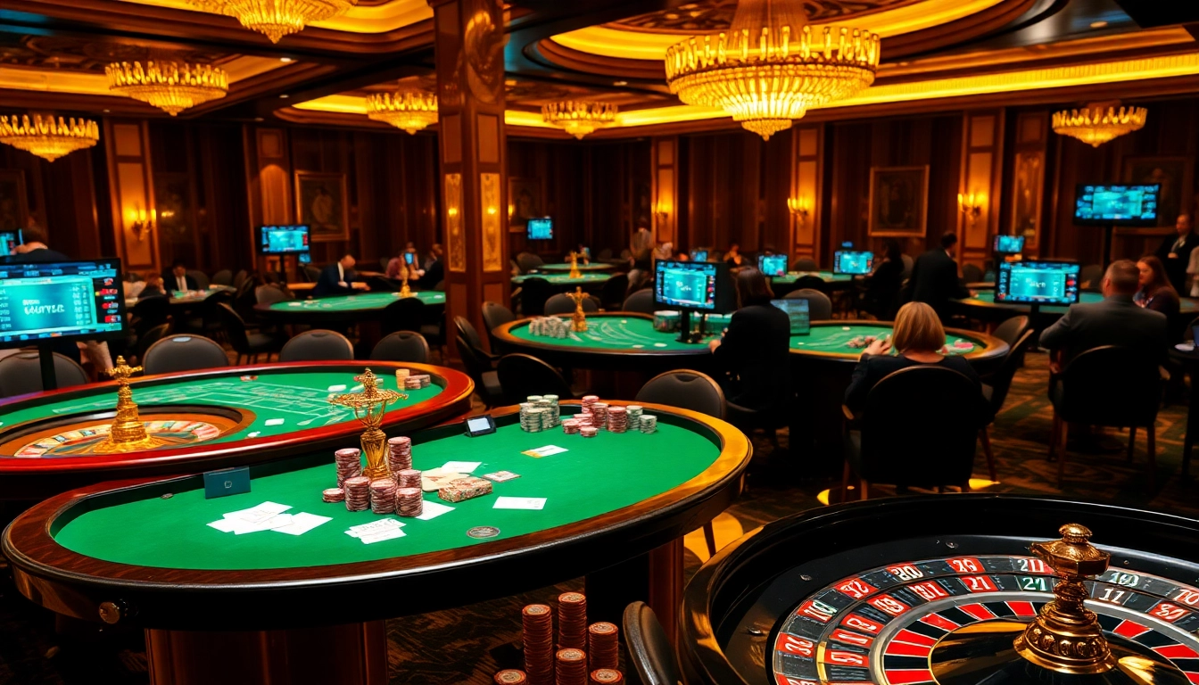 Players engaging in thrilling games at a vibrant casino featuring keonhacai5 betting options.