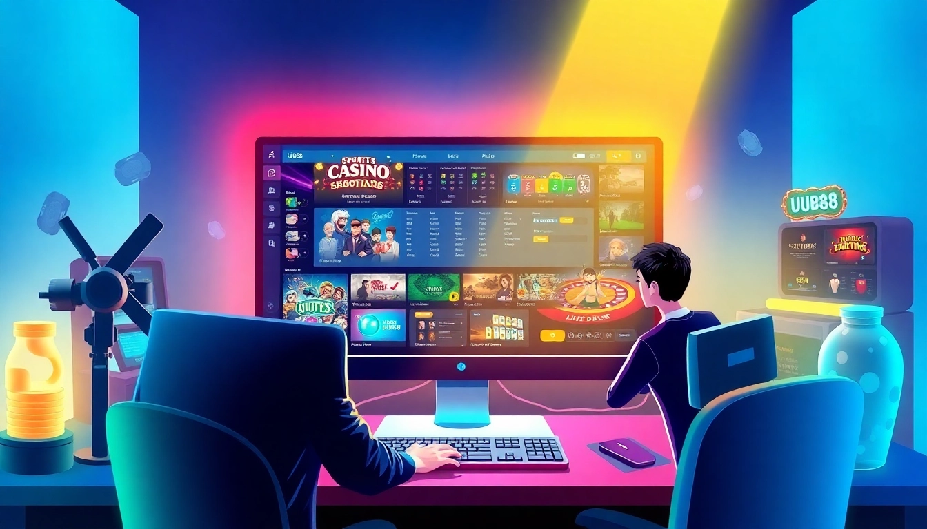 Engaging online gaming experience at UU88 with modern digital setup and interactive gambling elements.