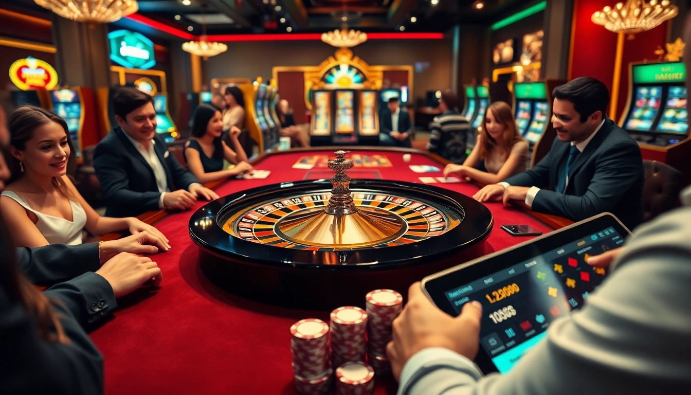 Engage with the excitement of online gaming at https://sx88.gold/ with a luxurious casino scene filled with roulette and poker.