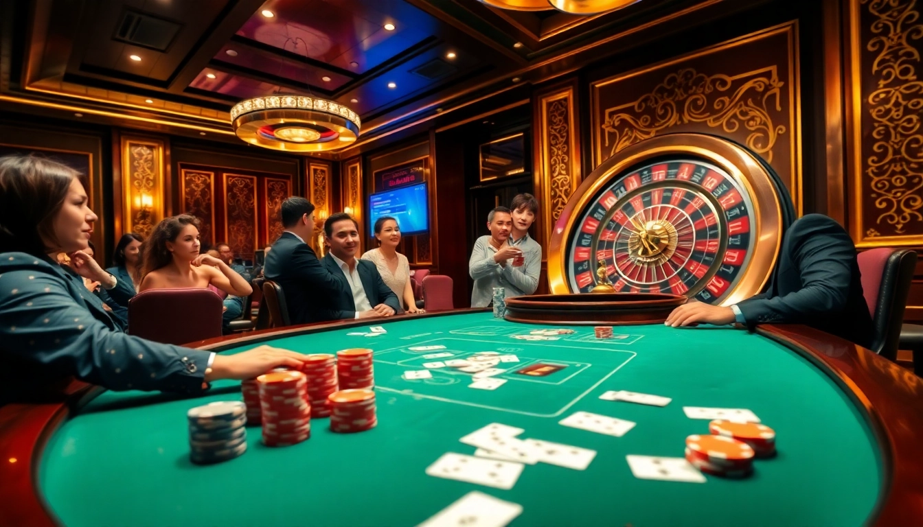 Experience high-stakes excitement at https://bem88.com with a vibrant casino scene highlighting poker action.