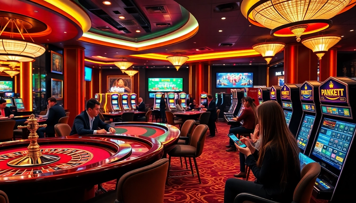 Experience the excitement of 'link thabet' in a vibrant casino scene with engaging players and modern gaming.