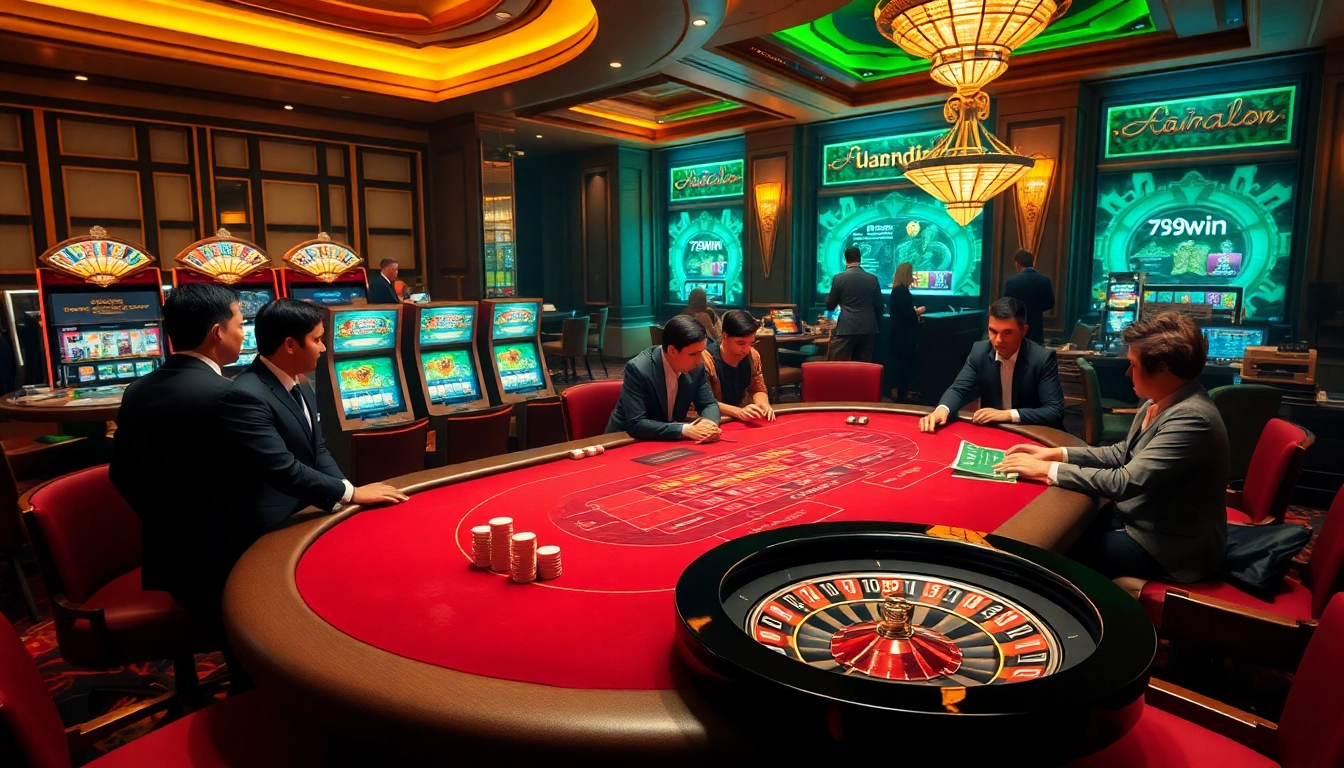 Experience thrilling online gambling at 789win with vibrant casino tables and engaging players.