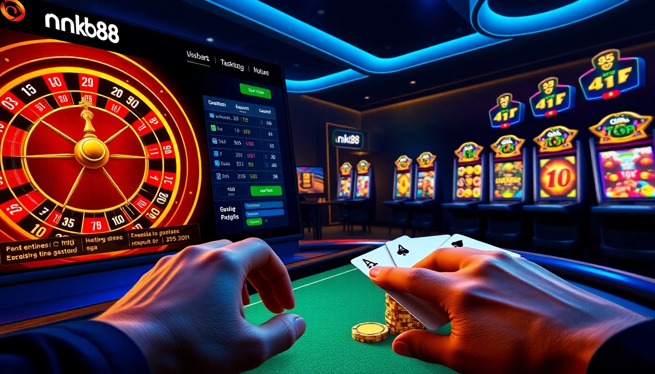 Experienced gambler winning with nk88’s secure online casino platform including poker and roulette