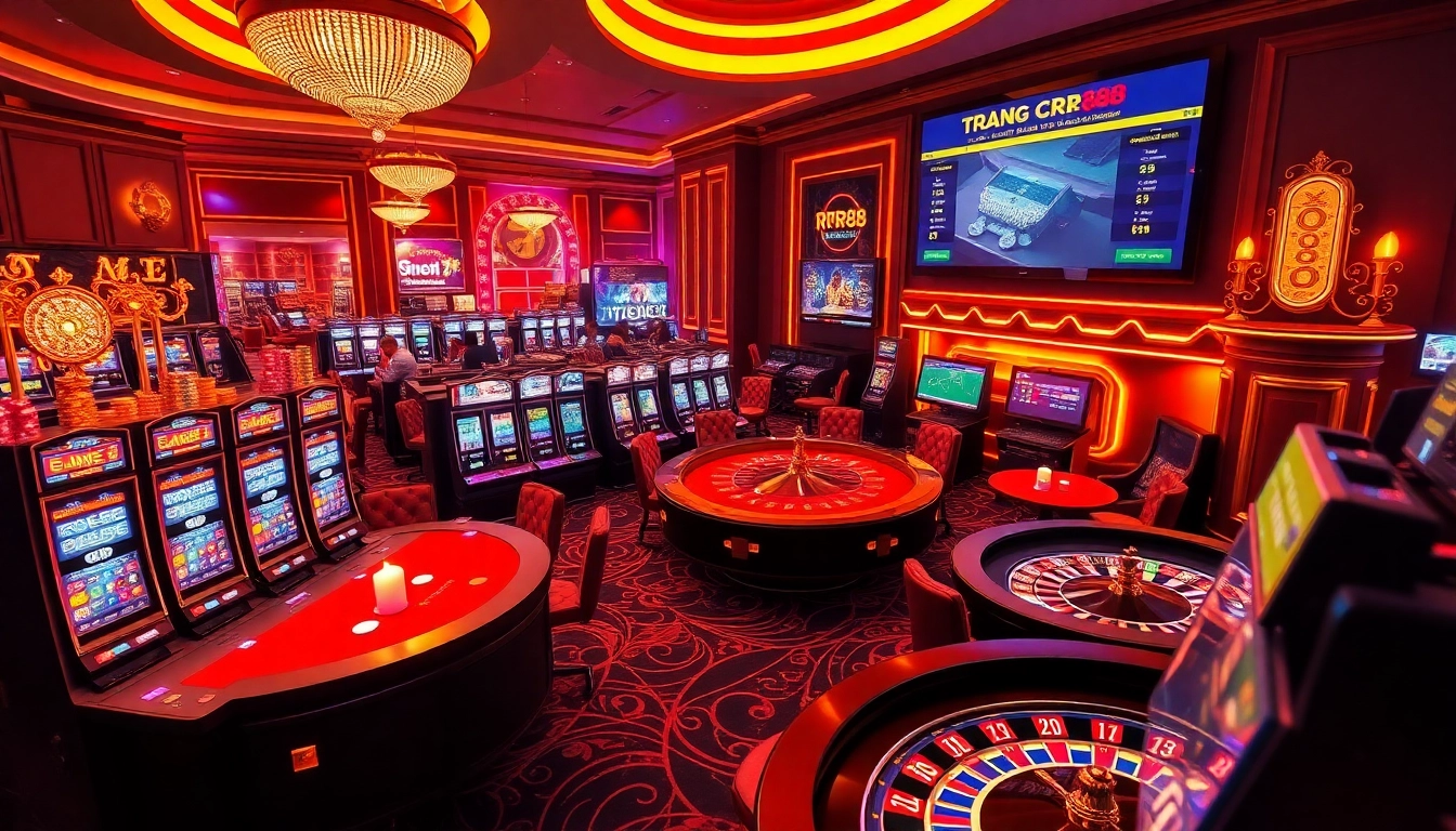 Engage in thrilling gameplay on Trang chủ RR88, showcasing vibrant casino elements and excited players.