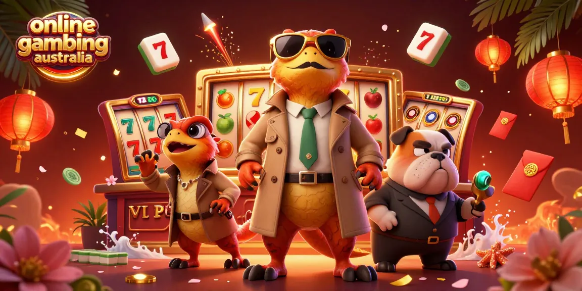 Engaging scene depicting online gambling Australia with cartoon dinosaurs in disguise at a casino entrance.