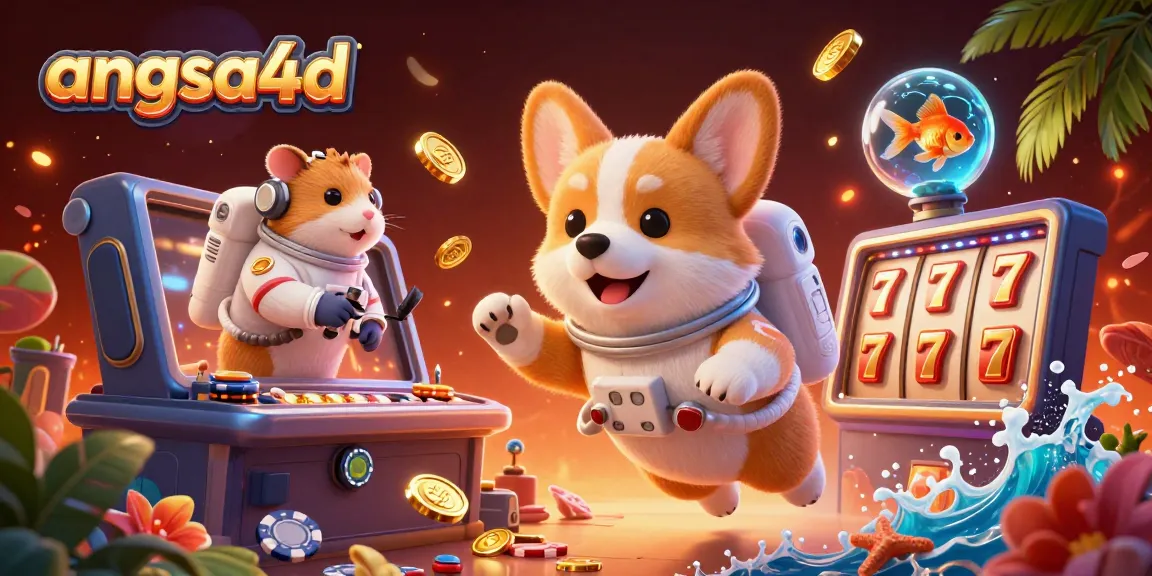 Play thrilling slot games in angsa4d's dynamic casino scene featuring exciting characters and vibrant elements.